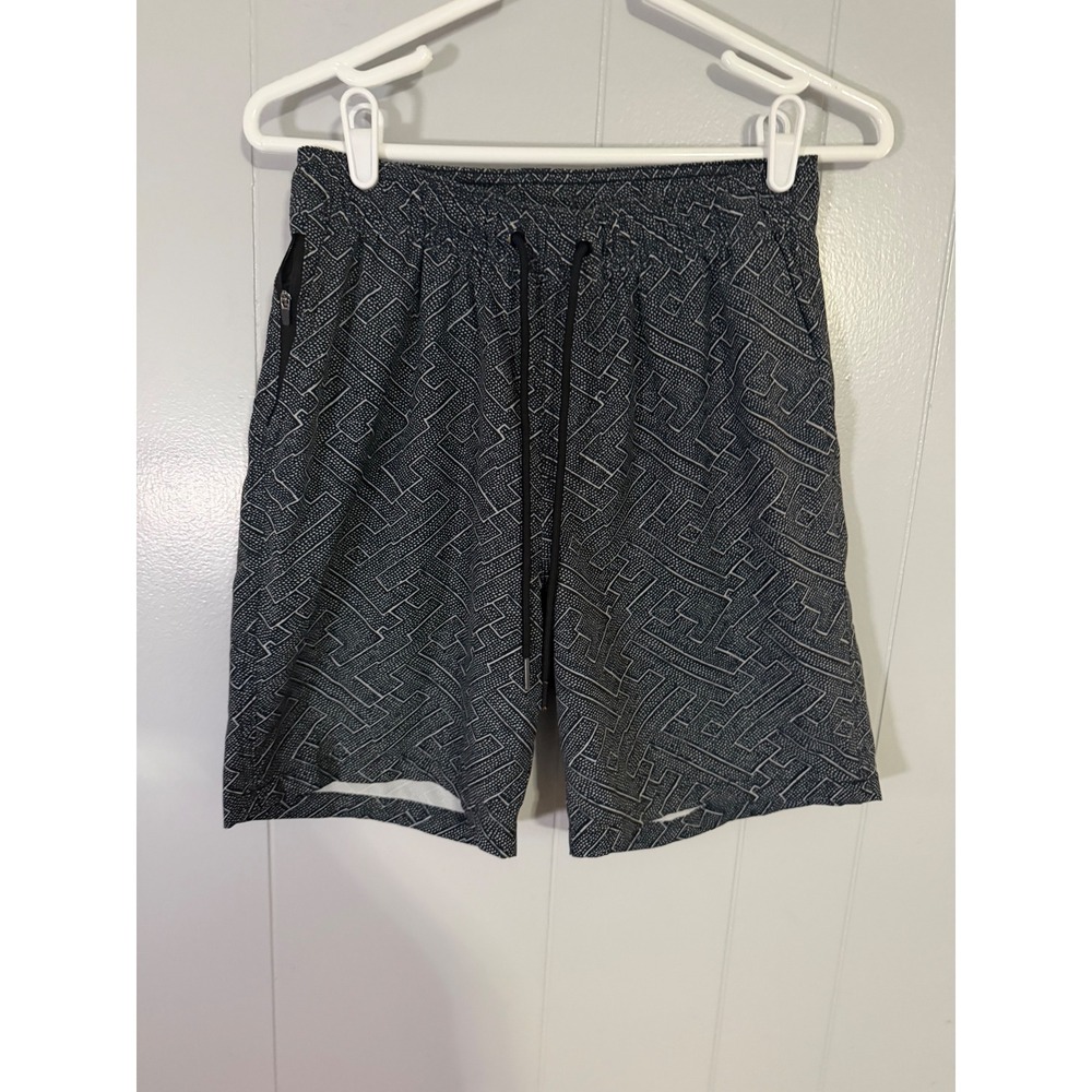 Goodfellow & Co Athletic Shorts Mens S Black‎ White Geometric Maze Pattern